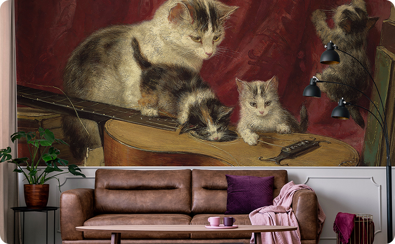 Animal Cat Print Black Wallpaper Mural